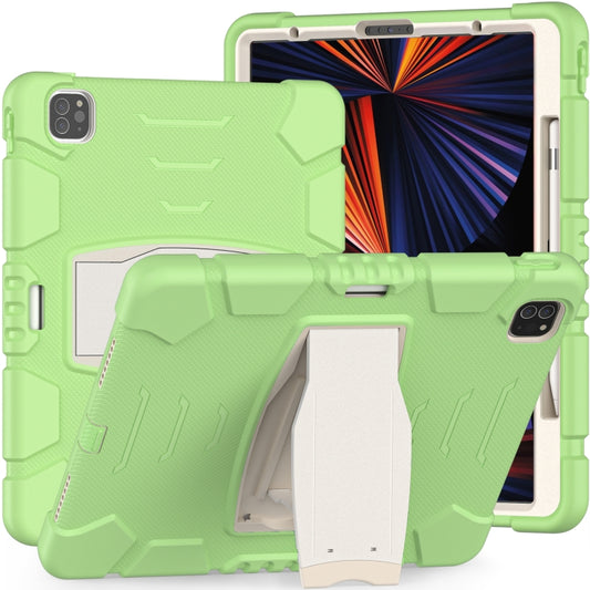 For iPad Pro 12.9 2022 / 2021 3-Layer Protection  Screen Frame + PC + Silicone Shockproof Combination Tablet Case with Holder(Matcha Green) - iPad Pro 12.9 (2022/2021) Cases by buy2fix | Online Shopping UK | buy2fix