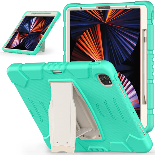 For iPad Pro 12.9 2022 / 2021 3-Layer Protection  Screen Frame + PC + Silicone Shockproof Combination Tablet Case with Holder(Mint Green) - iPad Pro 12.9 (2022/2021) Cases by buy2fix | Online Shopping UK | buy2fix