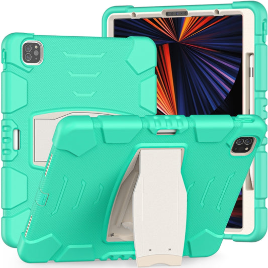 For iPad Pro 12.9 2022 / 2021 3-Layer Protection  Screen Frame + PC + Silicone Shockproof Combination Tablet Case with Holder(Mint Green) - iPad Pro 12.9 (2022/2021) Cases by buy2fix | Online Shopping UK | buy2fix