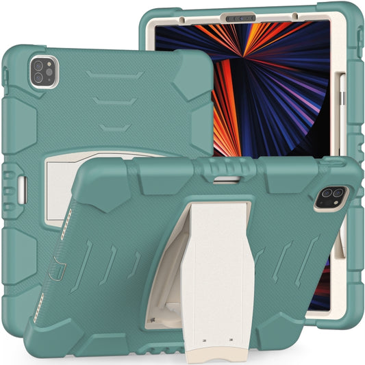For iPad Pro 12.9 2022 / 2021 3-Layer Protection  Screen Frame + PC + Silicone Shockproof Combination Tablet Case with Holder(Emerald Green) - iPad Pro 12.9 (2022/2021) Cases by buy2fix | Online Shopping UK | buy2fix