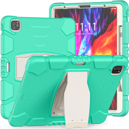 For iPad Pro 12.9 2020 3-Layer Protection  Screen Frame + PC + Silicone Shockproof Combination Tablet Case with Holder(Mint Green) - iPad Pro 12.9 (2020) Cases by buy2fix | Online Shopping UK | buy2fix