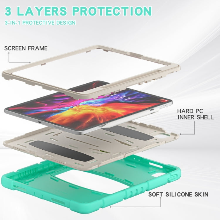 For iPad Pro 12.9 2020 3-Layer Protection  Screen Frame + PC + Silicone Shockproof Combination Tablet Case with Holder(Mint Green) - iPad Pro 12.9 (2020) Cases by buy2fix | Online Shopping UK | buy2fix