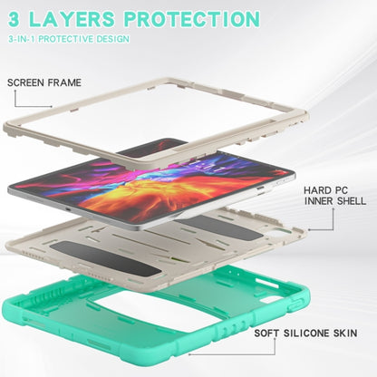 For iPad Pro 12.9 2020 3-Layer Protection  Screen Frame + PC + Silicone Shockproof Combination Tablet Case with Holder(Mint Green) - iPad Pro 12.9 (2020) Cases by buy2fix | Online Shopping UK | buy2fix