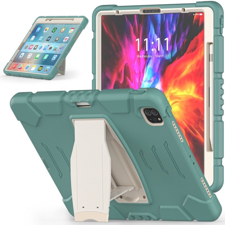 For iPad Pro 12.9 2020 3-Layer Protection  Screen Frame + PC + Silicone Shockproof Combination Tablet Case with Holder(Emerald Green) - iPad Pro 12.9 (2020) Cases by buy2fix | Online Shopping UK | buy2fix