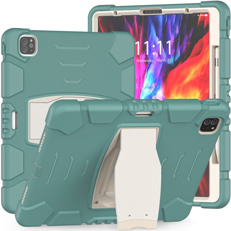 For iPad Pro 12.9 2020 3-Layer Protection  Screen Frame + PC + Silicone Shockproof Combination Tablet Case with Holder(Emerald Green) - iPad Pro 12.9 (2020) Cases by buy2fix | Online Shopping UK | buy2fix