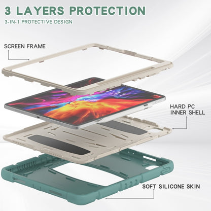 For iPad Pro 12.9 2020 3-Layer Protection  Screen Frame + PC + Silicone Shockproof Combination Tablet Case with Holder(Emerald Green) - iPad Pro 12.9 (2020) Cases by buy2fix | Online Shopping UK | buy2fix
