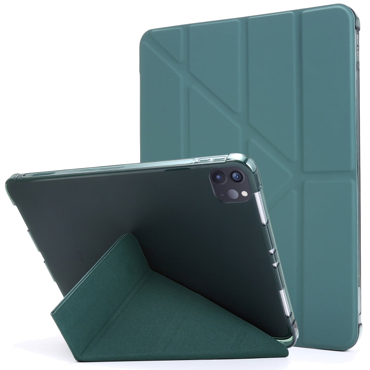 For iPad Pro 11 2022 / 2021 Multi-folding Horizontal Flip PU Leather + Shockproof TPU Tablet Case with Holder & Pen Slot(Deep Green) - iPad Pro 11 (2022/2021) Cases by buy2fix | Online Shopping UK | buy2fix