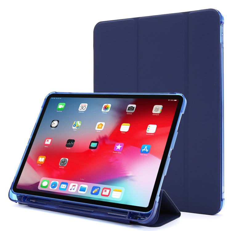 For iPad Pro 11 2022 / 2021 Multi-folding Horizontal Flip PU Leather + Shockproof Airbag TPU Tablet Case with Holder & Pen Slot & Wake-up / Sleep Function(Dark Blue) - iPad Pro 11 (2022/2021) Cases by buy2fix | Online Shopping UK | buy2fix