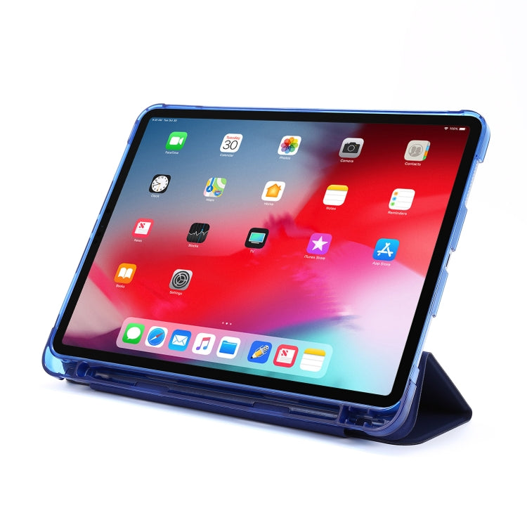 For iPad Pro 11 2022 / 2021 Multi-folding Horizontal Flip PU Leather + Shockproof Airbag TPU Tablet Case with Holder & Pen Slot & Wake-up / Sleep Function(Dark Blue) - iPad Pro 11 (2022/2021) Cases by buy2fix | Online Shopping UK | buy2fix