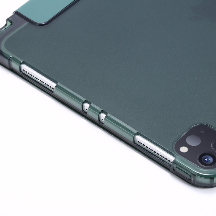 For iPad Pro 11 2022 / 2021 Multi-folding Horizontal Flip PU Leather + Shockproof Airbag TPU Tablet Case with Holder & Pen Slot & Wake-up / Sleep Function(Deep Green) - iPad Pro 11 (2022/2021) Cases by buy2fix | Online Shopping UK | buy2fix