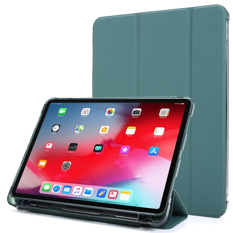 For iPad Pro 12.9 2022 / 2021 Multi-folding Horizontal Flip PU Leather + Shockproof Airbag TPU Tablet Case with Holder & Pen Slot & Wake-up / Sleep Function(Deep Green) - iPad Pro 12.9 (2022/2021) Cases by buy2fix | Online Shopping UK | buy2fix
