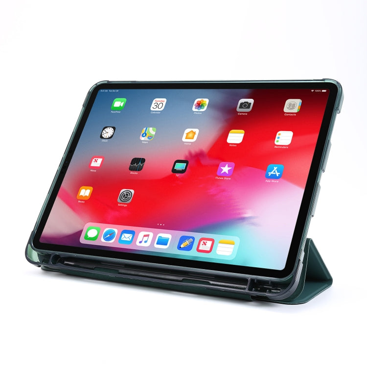 For iPad Pro 12.9 2022 / 2021 Multi-folding Horizontal Flip PU Leather + Shockproof Airbag TPU Tablet Case with Holder & Pen Slot & Wake-up / Sleep Function(Deep Green) - iPad Pro 12.9 (2022/2021) Cases by buy2fix | Online Shopping UK | buy2fix
