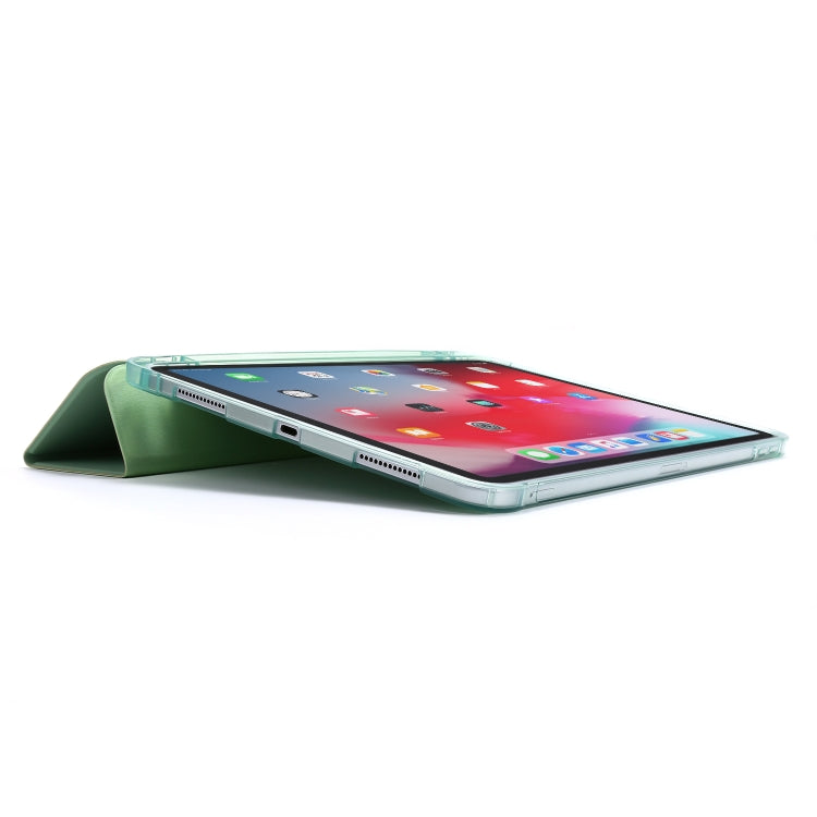 For iPad Pro 12.9 2022 / 2021 Multi-folding Horizontal Flip PU Leather + Shockproof Airbag TPU Tablet Case with Holder & Pen Slot & Wake-up / Sleep Function(Green) - iPad Pro 12.9 (2022/2021) Cases by buy2fix | Online Shopping UK | buy2fix