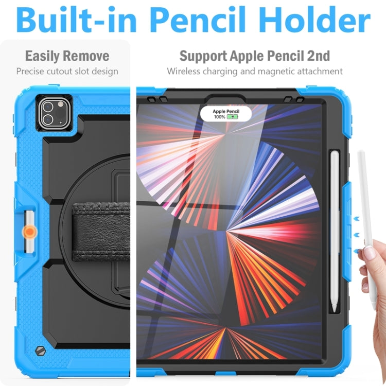 For iPad Pro 12.9 2022 / 2021 / 2020 / 2018 Shockproof Colorful Silicone + PC Protective Tablet Case with Holder & Shoulder Strap & Hand Strap & Pen Slot(Sky Blue Silicone) - iPad Pro 12.9 (2022/2021) Cases by buy2fix | Online Shopping UK | buy2fix