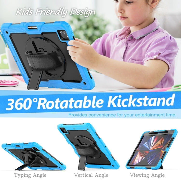 For iPad Pro 12.9 2022 / 2021 / 2020 / 2018 Shockproof Colorful Silicone + PC Protective Tablet Case with Holder & Shoulder Strap & Hand Strap & Pen Slot(Sky Blue Silicone) - iPad Pro 12.9 (2022/2021) Cases by buy2fix | Online Shopping UK | buy2fix