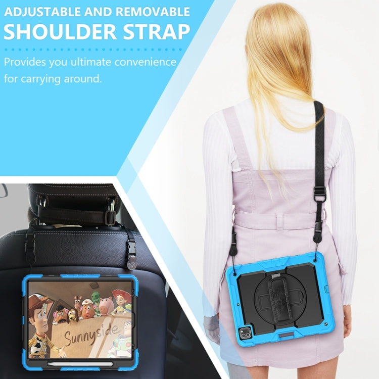 For iPad Pro 12.9 2022 / 2021 / 2020 / 2018 Shockproof Colorful Silicone + PC Protective Tablet Case with Holder & Shoulder Strap & Hand Strap & Pen Slot(Sky Blue Silicone) - iPad Pro 12.9 (2022/2021) Cases by buy2fix | Online Shopping UK | buy2fix