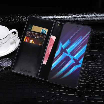 For ZTE Nubia Red Magic 6R idewei Crocodile Texture Horizontal Flip Leather Case with Holder & Card Slots & Wallet(Black) - ZTE Cases by idewei | Online Shopping UK | buy2fix