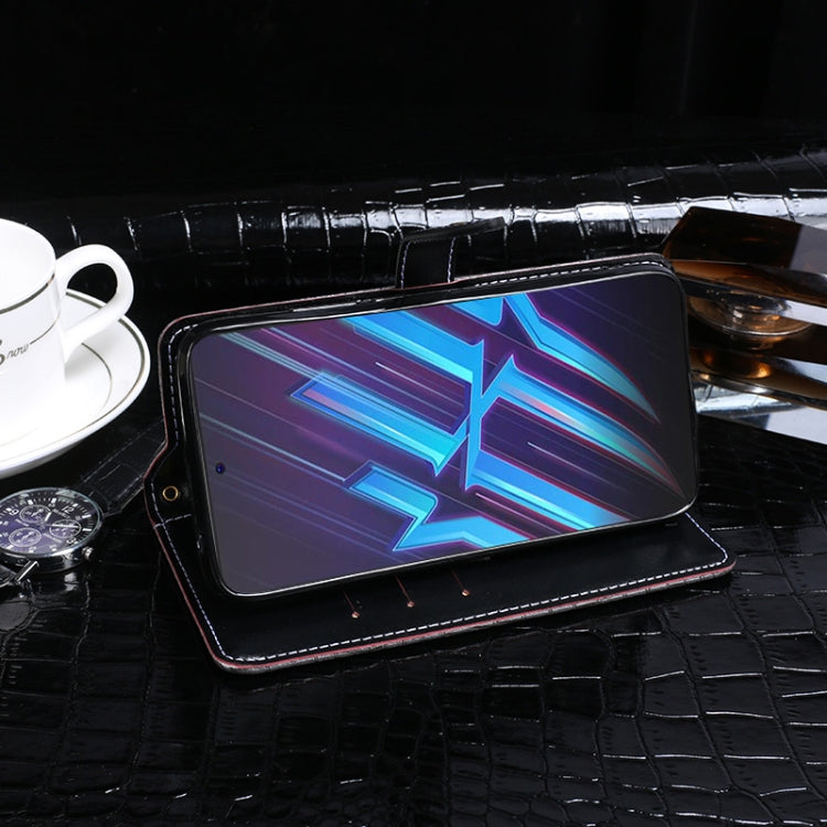 For ZTE Nubia Red Magic 6R idewei Crocodile Texture Horizontal Flip Leather Case with Holder & Card Slots & Wallet(Black) - ZTE Cases by idewei | Online Shopping UK | buy2fix