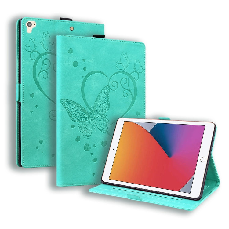 Love Butterfly Pattern Horizontal Flip Leather Case with Holder & Sleep / Wake-up Function For iPad 9.7 (2017) (2018) / Air 2 Pro(Green) - iPad 9.7 (2018) & (2017) Cases by buy2fix | Online Shopping UK | buy2fix