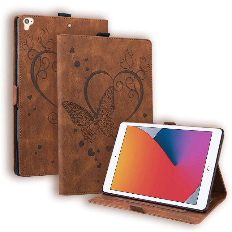 Love Butterfly Pattern Horizontal Flip Leather Case with Holder & Sleep / Wake-up Function For iPad 9.7 (2017) (2018) / Air 2 Pro(Brown) - iPad 9.7 (2018) & (2017) Cases by buy2fix | Online Shopping UK | buy2fix