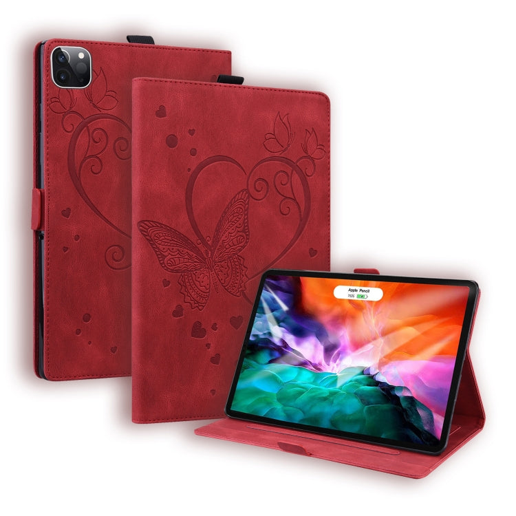 For iPad Pro 12.9 (2020) / (2021) Love Butterfly Pattern Horizontal Flip Leather Tablet Case with Holder & Sleep / Wake-up Function(Red) - iPad Pro 12.9 (2020) Cases by buy2fix | Online Shopping UK | buy2fix