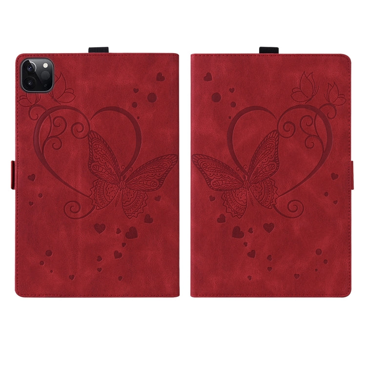 For iPad Pro 12.9 (2020) / (2021) Love Butterfly Pattern Horizontal Flip Leather Tablet Case with Holder & Sleep / Wake-up Function(Red) - iPad Pro 12.9 (2020) Cases by buy2fix | Online Shopping UK | buy2fix