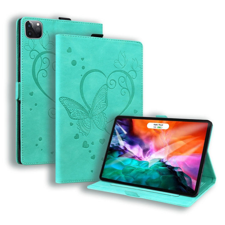 For iPad Pro 11 2022 / 2021 / 2018 / Air 2020 10.9 Love Butterfly Pattern Horizontal Flip Leather Tablet Case with Holder & Sleep / Wake-up Function(Green) - iPad Pro 11 (2022/2021) Cases by buy2fix | Online Shopping UK | buy2fix