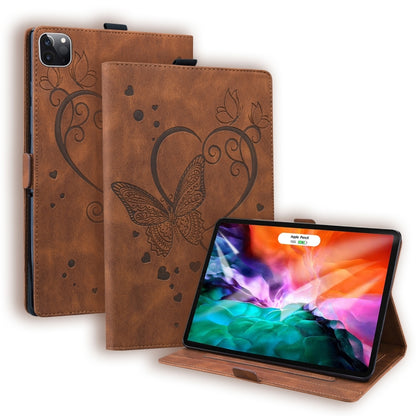 For iPad Pro 11 2022 / 2021 / 2018 / Air 2020 10.9 Love Butterfly Pattern Horizontal Flip Leather Tablet Case with Holder & Sleep / Wake-up Function(Brown) - iPad Pro 11 (2022/2021) Cases by buy2fix | Online Shopping UK | buy2fix