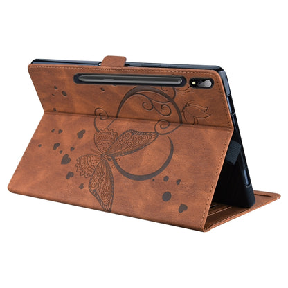 For Samsung Galaxy Tab S8 / Galaxy Tab S7 T870 SM-T875 SM-T876B Love Butterfly Pattern Horizontal Flip Leather Case with Holder(Brown) by buy2fix