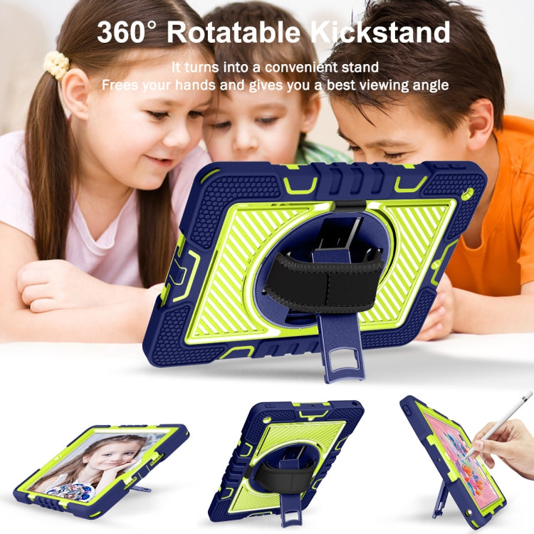 360 Degree Rotation Contrast Color Shockproof Silicone + PC Case with Holder & Hand Grip Strap & Shoulder Strap For iPad 9.7 2018 / 2017 / Air / Air 2 / Pro 9.7 (Navy+Yellow Green) - iPad 9.7 (2018) & (2017) Cases by buy2fix | Online Shopping UK | buy2fix