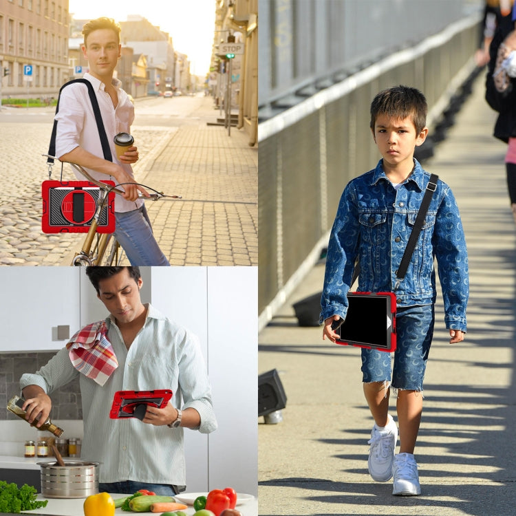 360 Degree Rotation Contrast Color Shockproof Silicone + PC Case with Holder & Hand Grip Strap & Shoulder Strap For iPad 9.7 2018 / 2017 / Air / Air 2 / Pro 9.7 (Red+Black) - iPad 9.7 (2018) & (2017) Cases by buy2fix | Online Shopping UK | buy2fix