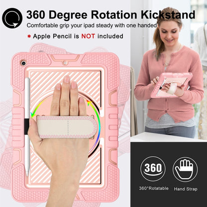 For iPad 9.7 2018 / 2017 360 Degree Rotation Contrast Color Shockproof Silicone + PC Case with Holder & Hand Grip Strap & Shoulder Strap(Rose Gold) - iPad 9.7 (2018) & (2017) Cases by buy2fix | Online Shopping UK | buy2fix