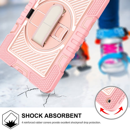 For iPad 9.7 2018 / 2017 360 Degree Rotation Contrast Color Shockproof Silicone + PC Case with Holder & Hand Grip Strap & Shoulder Strap(Rose Gold) - iPad 9.7 (2018) & (2017) Cases by buy2fix | Online Shopping UK | buy2fix