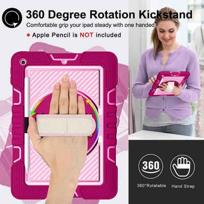 360 Degree Rotation Contrast Color Shockproof Silicone + PC Case with Holder & Hand Grip Strap & Shoulder Strap For iPad 9.7 2018 / 2017 / Air / Air 2 / Pro 9.7 (Rose Red+Pink) - iPad 9.7 (2018) & (2017) Cases by buy2fix | Online Shopping UK | buy2fix