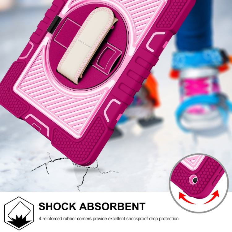 360 Degree Rotation Contrast Color Shockproof Silicone + PC Case with Holder & Hand Grip Strap & Shoulder Strap For iPad 9.7 2018 / 2017 / Air / Air 2 / Pro 9.7 (Rose Red+Pink) - iPad 9.7 (2018) & (2017) Cases by buy2fix | Online Shopping UK | buy2fix
