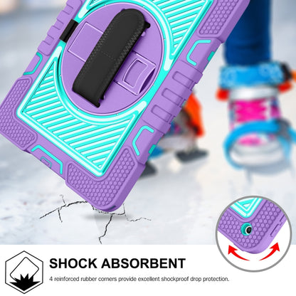 For iPad 10.2 2021 / 2020 / 2019 360 Degree Rotation Contrast Color Shockproof Silicone + PC Case with Holder & Hand Grip Strap & Shoulder Strap (Purple + Mint Green) - iPad 10.2 Cases by buy2fix | Online Shopping UK | buy2fix
