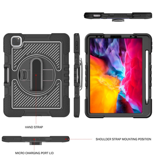 360 Degree Rotation Contrast Color Shockproof Silicone + PC Tablet Case with Holder & Hand Grip Strap & Shoulder Strap For iPad Air 2020 10.9 / Pro 11 2020 / 2021 / 2018 (Black) - iPad Pro 11 (2022/2021) Cases by buy2fix | Online Shopping UK | buy2fix