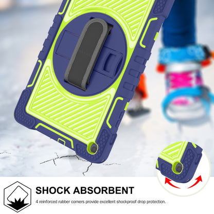 For Samsung Galaxy Tab A 10.1 2019 T515 360 Degree Rotation Contrast Color Shockproof Silicone + PC Case with Holder & Hand Grip Strap & Shoulder Strap(Navy+Yellow Green) - Tab A 10.1 (2019) T510 / T515 by buy2fix | Online Shopping UK | buy2fix