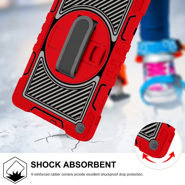 For Samsung Galaxy Tab A 10.1 2019 T515 360 Degree Rotation Contrast Color Shockproof Silicone + PC Case with Holder & Hand Grip Strap & Shoulder Strap(Red+Black) - Tab A 10.1 (2019) T510 / T515 by buy2fix | Online Shopping UK | buy2fix