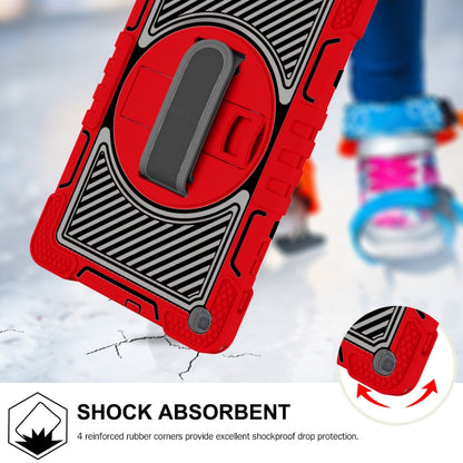 For Samsung Galaxy Tab A 10.1 2019 T515 360 Degree Rotation Contrast Color Shockproof Silicone + PC Case with Holder & Hand Grip Strap & Shoulder Strap(Red+Black) - Tab A 10.1 (2019) T510 / T515 by buy2fix | Online Shopping UK | buy2fix