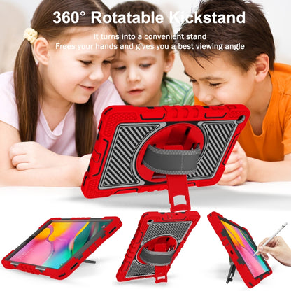 For Samsung Galaxy Tab A 10.1 2019 T515 360 Degree Rotation Contrast Color Shockproof Silicone + PC Case with Holder & Hand Grip Strap & Shoulder Strap(Red+Black) - Tab A 10.1 (2019) T510 / T515 by buy2fix | Online Shopping UK | buy2fix