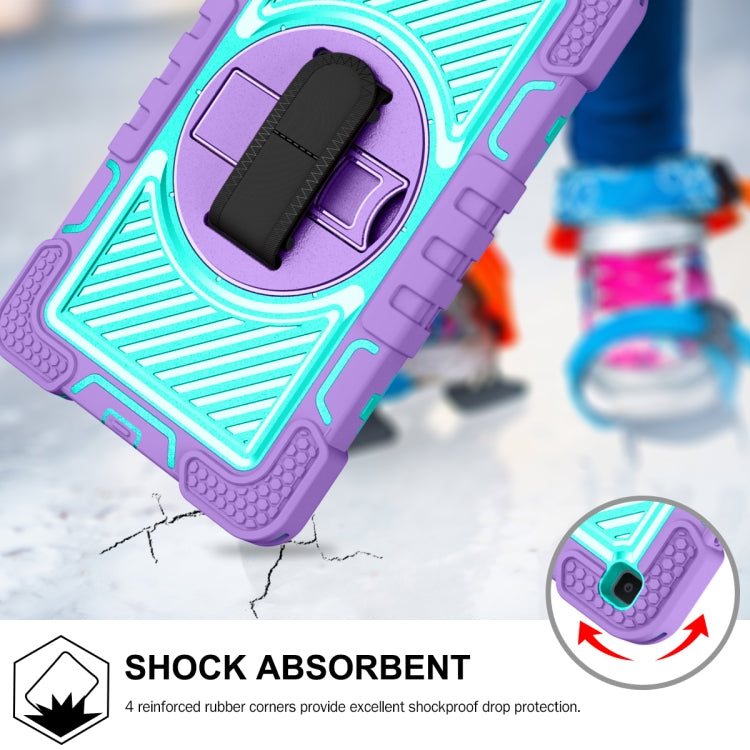 For Samsung Galaxy Tab A 8.0 2019 T290 360 Degree Rotation Contrast Color Shockproof Silicone + PC Case with Holder & Hand Grip Strap & Shoulder Strap(Purple + Mint Green) - Other Galaxy Tab PC by buy2fix | Online Shopping UK | buy2fix