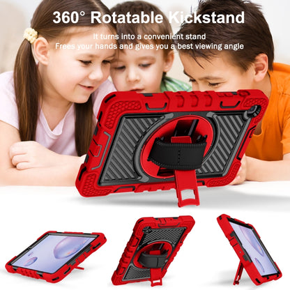 For Samsung Galaxy Tab A 8.4 2020 T307 360 Degree Rotation Contrast Color Shockproof Silicone + PC Case with Holder & Hand Grip Strap & Shoulder Strap(Red+Black) - Tab A 8.4 (2020) by buy2fix | Online Shopping UK | buy2fix