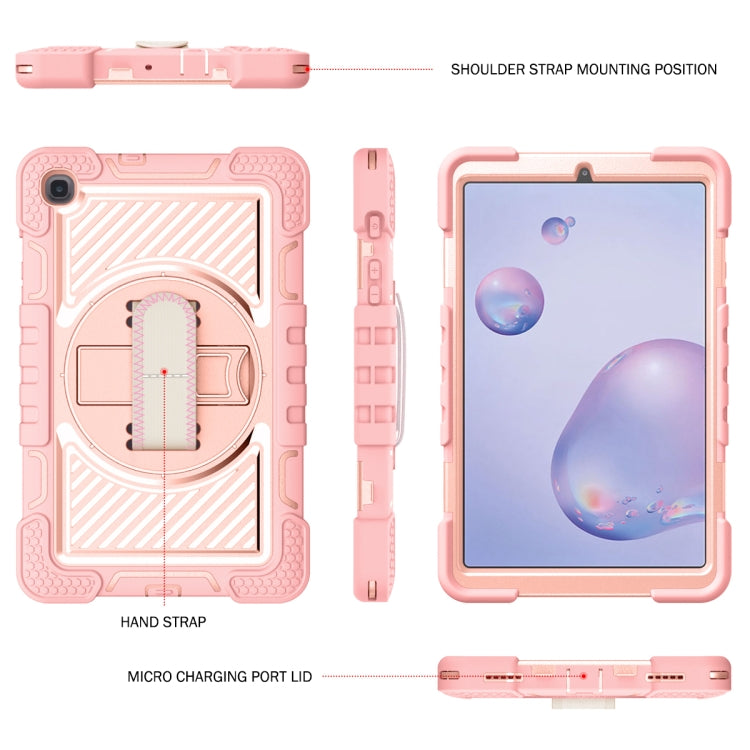 For Samsung Galaxy Tab A 8.4 2020 T307 360 Degree Rotation Contrast Color Shockproof Silicone + PC Case with Holder & Hand Grip Strap & Shoulder Strap(Rose Gold) - Tab A 8.4 (2020) by buy2fix | Online Shopping UK | buy2fix
