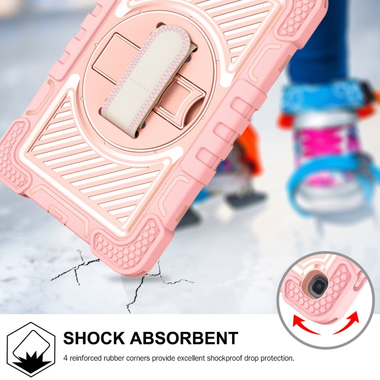 For Samsung Galaxy Tab A 8.4 2020 T307 360 Degree Rotation Contrast Color Shockproof Silicone + PC Case with Holder & Hand Grip Strap & Shoulder Strap(Rose Gold) - Tab A 8.4 (2020) by buy2fix | Online Shopping UK | buy2fix