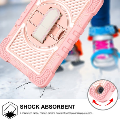 For Samsung Galaxy Tab A 8.4 2020 T307 360 Degree Rotation Contrast Color Shockproof Silicone + PC Case with Holder & Hand Grip Strap & Shoulder Strap(Rose Gold) - Tab A 8.4 (2020) by buy2fix | Online Shopping UK | buy2fix