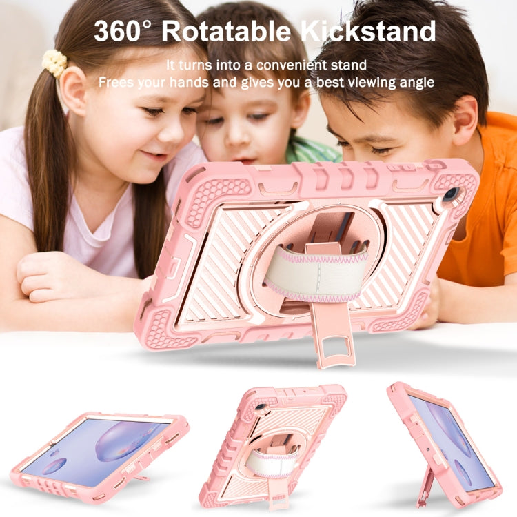 For Samsung Galaxy Tab A 8.4 2020 T307 360 Degree Rotation Contrast Color Shockproof Silicone + PC Case with Holder & Hand Grip Strap & Shoulder Strap(Rose Gold) - Tab A 8.4 (2020) by buy2fix | Online Shopping UK | buy2fix