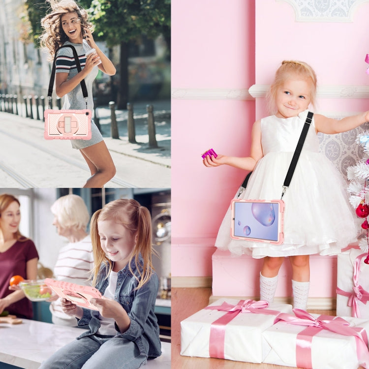 For Samsung Galaxy Tab A 8.4 2020 T307 360 Degree Rotation Contrast Color Shockproof Silicone + PC Case with Holder & Hand Grip Strap & Shoulder Strap(Rose Gold) - Tab A 8.4 (2020) by buy2fix | Online Shopping UK | buy2fix