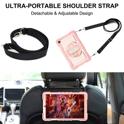 For Samsung Galaxy Tab A 8.4 2020 T307 360 Degree Rotation Contrast Color Shockproof Silicone + PC Case with Holder & Hand Grip Strap & Shoulder Strap(Rose Gold) - Tab A 8.4 (2020) by buy2fix | Online Shopping UK | buy2fix