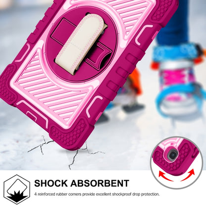 For Samsung Galaxy Tab A 8.4 2020 T307 360 Degree Rotation Contrast Color Shockproof Silicone + PC Case with Holder & Hand Grip Strap & Shoulder Strap(Rose Red+Pink) - Tab A 8.4 (2020) by buy2fix | Online Shopping UK | buy2fix